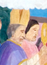 Detalhe: bispo portando o Ostensório com a Hóstia Consagrada