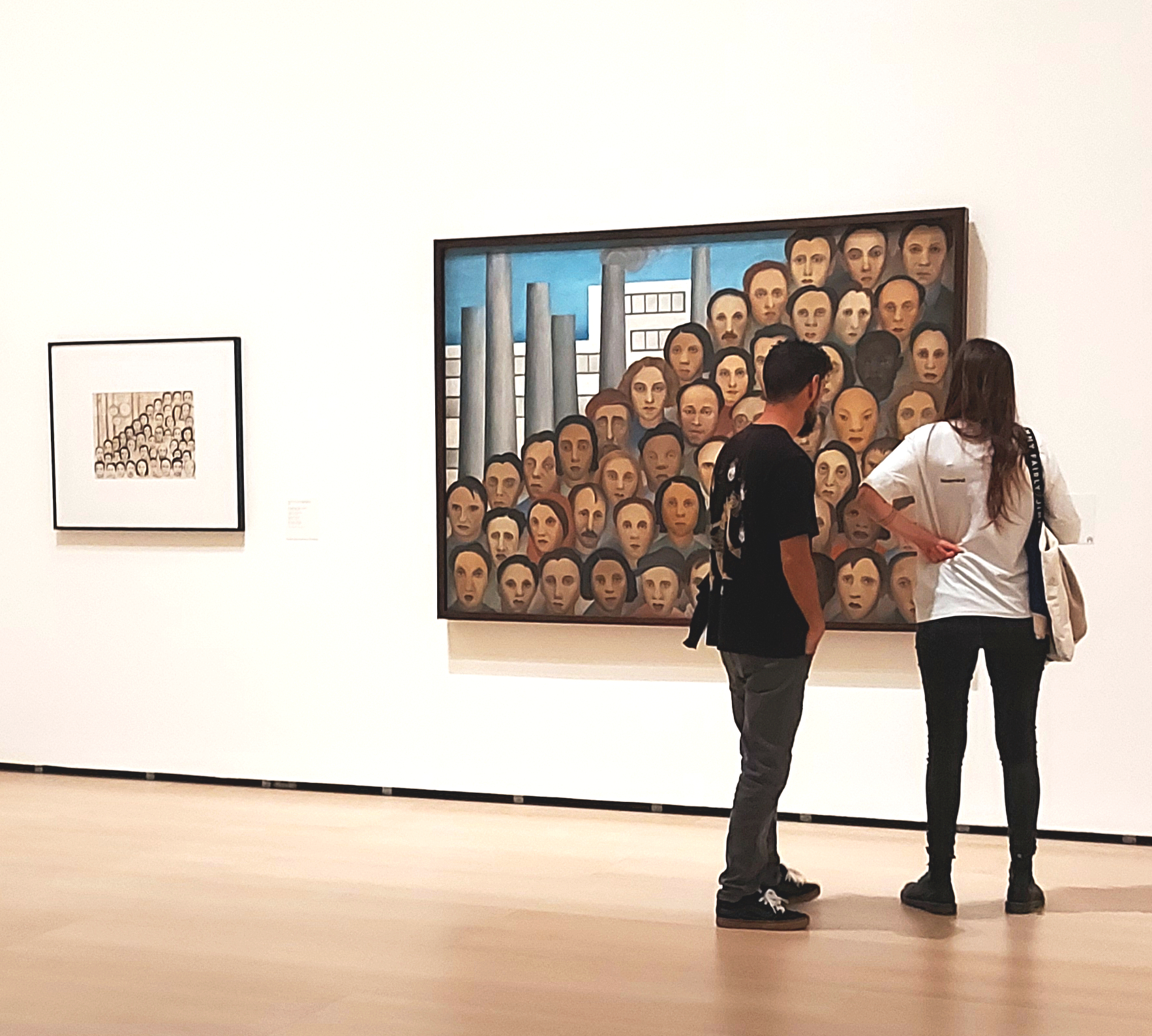 Vista com obras de Tarsila na exposição, em Bilbao