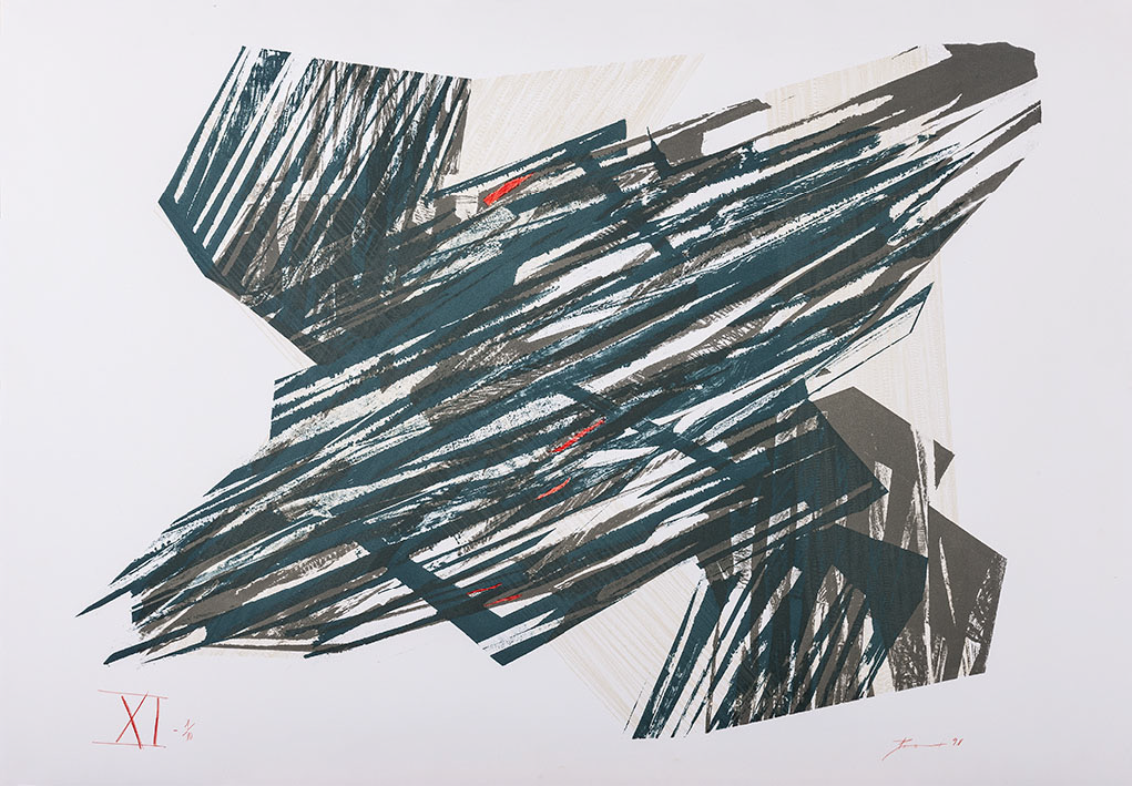 Obra Maria Bonomi. Artigo XI, 1991. Litografia sobre papel. Acervo dos Palácios.