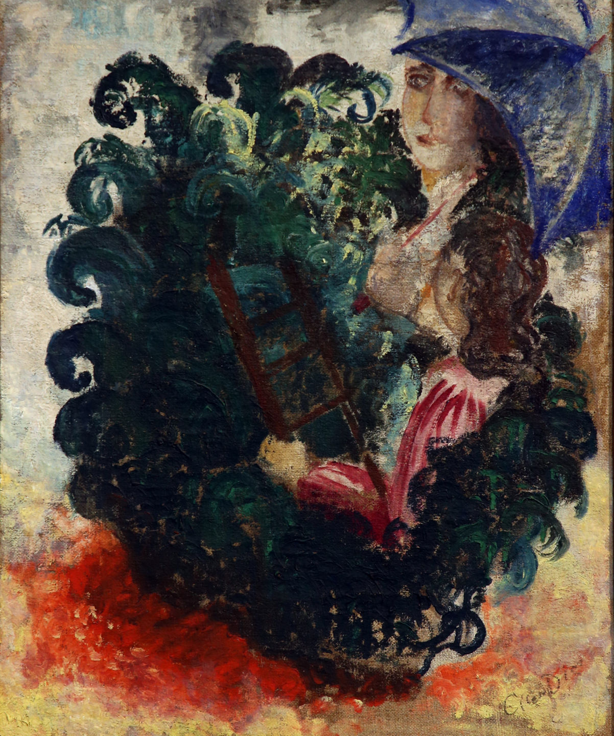 Cícero Dias. Moça com sombrinha – [entre 1920-1930]. Oil on canvas.