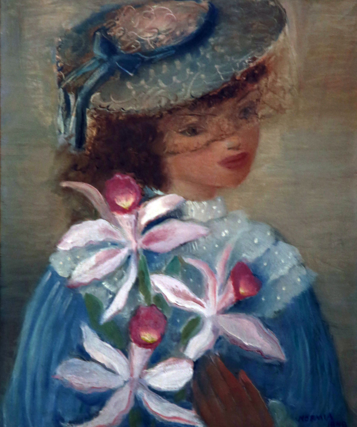 Noêmia Mourão. Moça com flores, 1948. Óleo sobre tela.