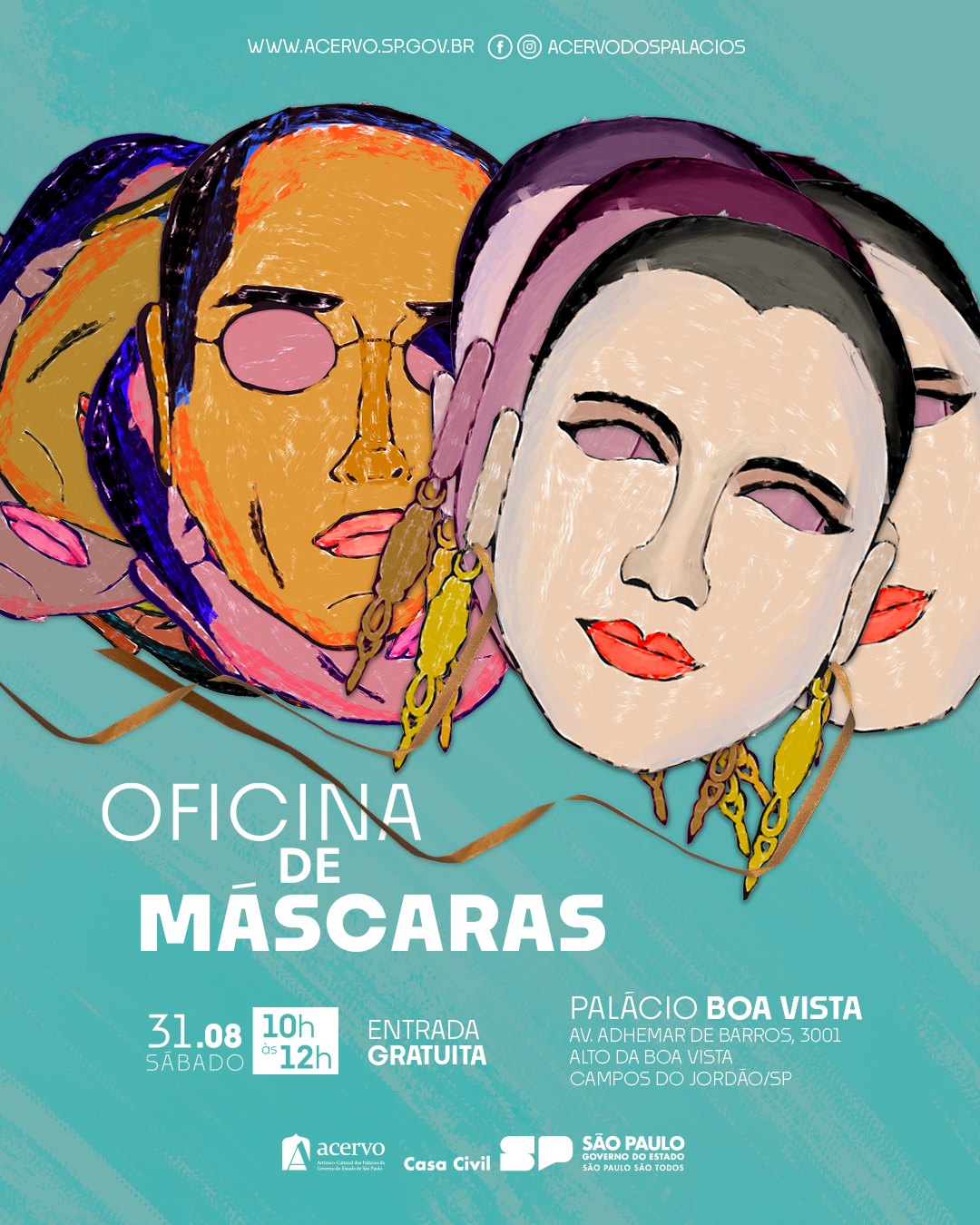 Divulgação Oficina de Máscaras no Palácio Boa Vista