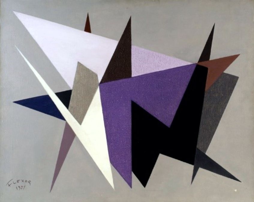 Samson Flexor. (Soroca, Moldávia, 1907 – São Paulo/SP, 1971). Formas superpostas, 1951. Óleo sobre tela.
67 x 82,5 x 4 cm