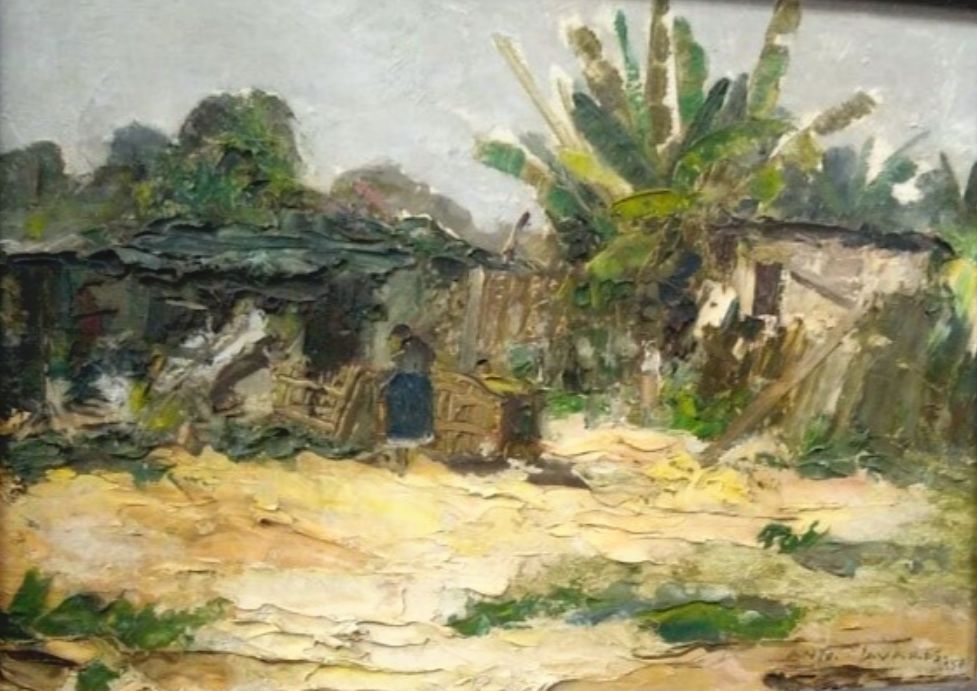 Antonio Tavares. No fim da favela, 1957. Óleo sobre madeira. Acervo dos Palácios.
56,5 x 68 x 3 cm