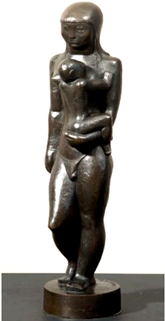 Índia com filho no colo, s.d. Bronze. 53 x 13 x 15 cm