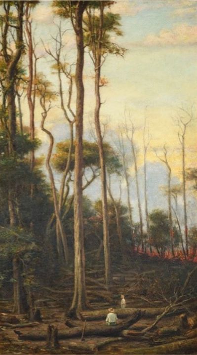 Benedito Calixto. (Itanhaém/SP, 1853 – São Paulo/SP, 1927). <br />As perobeiras, 1906. Óleo sobre tela.
					144,7 x 89,7 x 7 cm