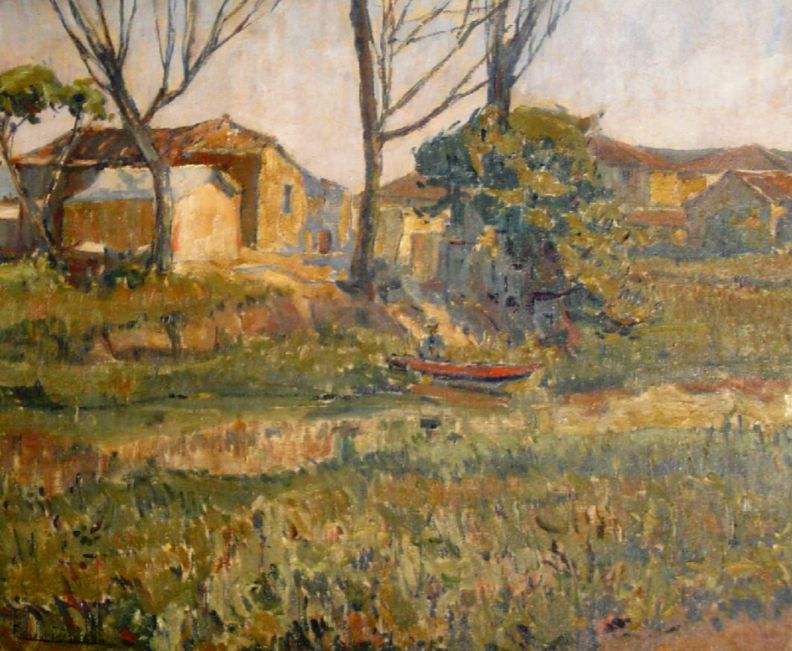 Emídio Carvalho (Paços de Brandão/Portugal, 1925-). Paisagem - Canindé, 1954. Óleo sobre tela.
					52,5 x 63,5 cm