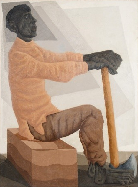 Clóvis Graciano (Araras/SP, 1907 – São Paulo/SP, 1988). Lenhador, 1971. Óleo sobre tela.
84,50 x 63,3 x 4,5 cm